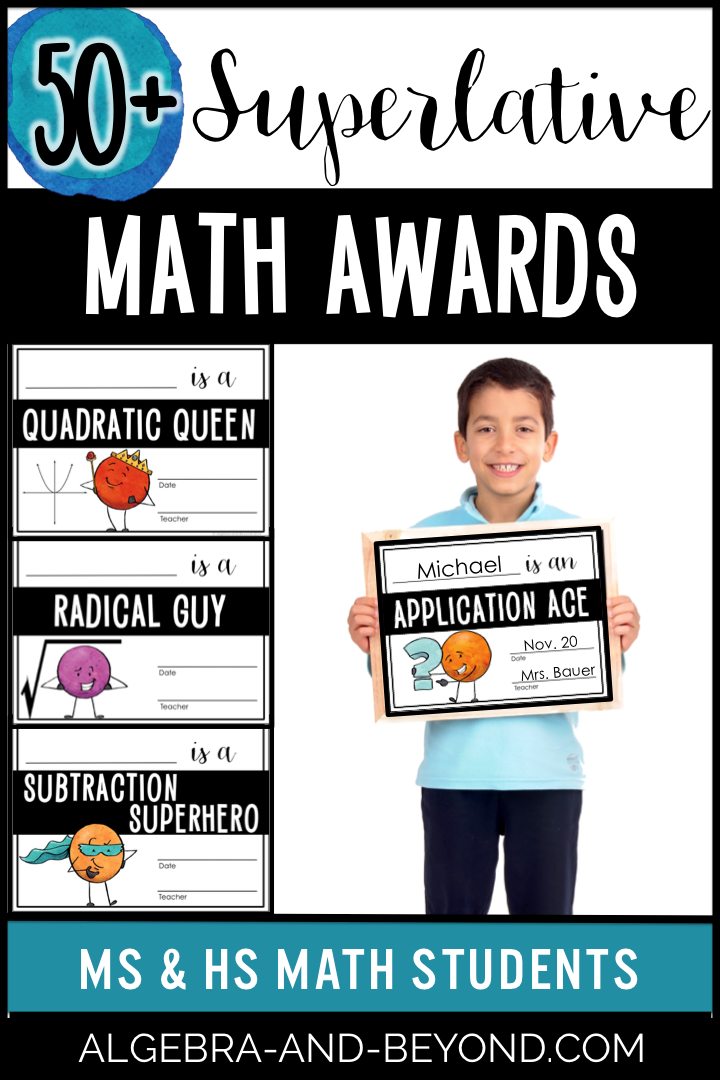 Students love to be recognized for their strengths! These math award certificates are perfect for highlighting student achievement in middle and high school math class.