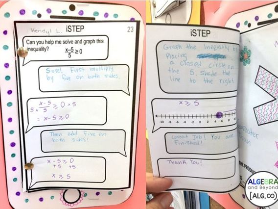 iStep is a great way for students to verbally communicate math concepts. Perfect activity for your Algebra class! This one is covers two-step inequalities.